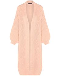Cara & The Sky - Stevie Cable Maxi Cardigan Peach - Lyst