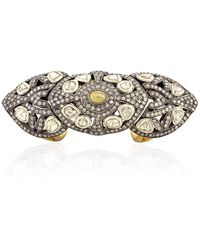 Artisan - Uncut Diamond 18k Gold 925 Sterling Silver Long Ring Handmade Jewelry - Lyst