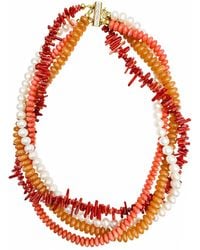 Farra - Gemstone Mixed With Freshwater Pearls Multi-Layers Necklace - Lyst