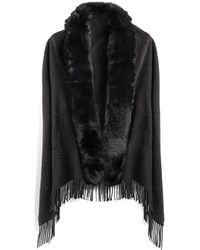 Saachi - Faux Fur Crystal Scarf - Lyst