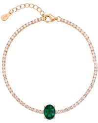 LÁTELITA London - Garbo Oval Gemstone Tennis Bracelet Emerald - Lyst