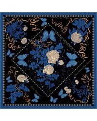 Wenzi - Midnight Roses Hand Painted Pattern Double Sided Silk Twill Scarf - Lyst
