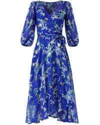 SACHA DRAKE - Elspeth Silk Rayon Wrap Midi Dress - Lyst