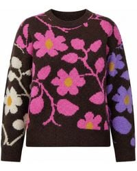 Yumi' - Multicolour Floral Intarsia Relaxed Fit Jumper - Lyst