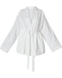 LIA ARAM - Belted Cotton- Blend Blazer - Lyst