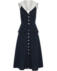 Deer You - Loretta Laughing Anchor Print Midi Dress With Peplum Frill - Lyst