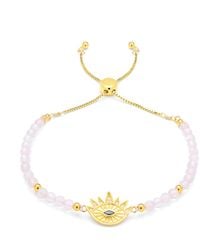 Seven Saints - Heart Healing Evil Eye Bracelet, Rose Quartz With Sapphire, Over Sterling - Lyst