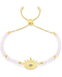 Seven Saints - Heart Healing Evil Eye Bracelet, Rose Quartz With Sapphire, Over Sterling - Lyst