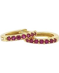 Harfi - Ruby July Birthstone Small Huggie Hoop Earrings - Lyst