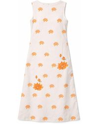 House of Gl - Neutrals Solene Hand-Block Printed Cotton Boat Neck A-Line Midi Dress - Lyst