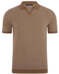 Paul James Knitwear - Mens Lightweight Cotton Giovanni Honeycomb Buttonless Polo Shirt - Lyst