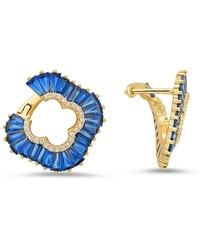 Kylie Harper - Sapphire Clover Statement Hoop Earrings - Lyst