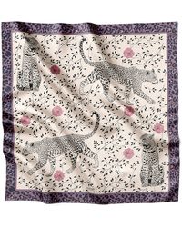 Lamberty Munich - Neutrals Graceful Leopard Classic Italian Mulberry Silk Scarf - Lyst