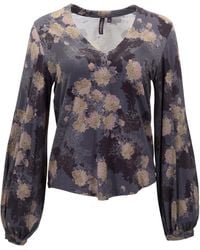 lords of harlech - Val Lans Floral Lyocell Stretch V-Neck Top - Lyst