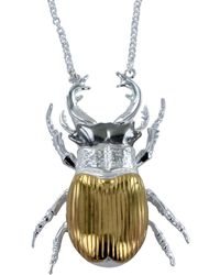 Reeves & Reeves - Sterling Silver And Gold Plated Stag Beetle Statement Necklace - Lyst