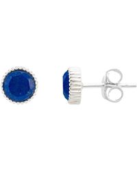 Auree - Barcelona Silver September Birthstone Stud Earrings Lapis Lazuli - Lyst