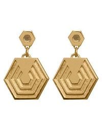 Edge Only - Hexagon Drop Earrings 18Ct Vermeil - Lyst