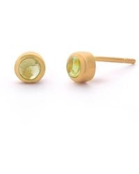 Nellou Jewellery - Peridot Mini Gem Dot August Birthstone Earrings Plated Sterling - Lyst