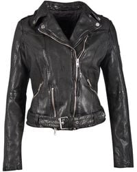 Mauritius - Belted Slim Fit Leather Jacket Wild - Lyst