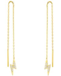 Spero London - Lightning Bolt Sterling Chain Drop Earring - Lyst