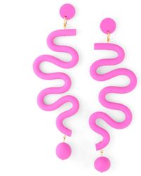 By Chavelli - Tube Squiggles Dangly Statement Earrings - Lyst