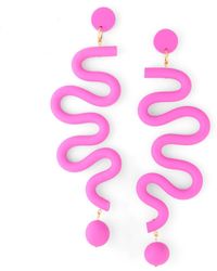 By Chavelli - Tube Squiggles Dangly Statement Earrings - Lyst