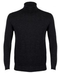 DAVID WEJ - Neutrals Dixon Light Wool Roll Neck Jumper – Charcoal - Lyst