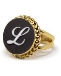 Vintouch Italy - Gold Vermeil Black Cameo Ring Initial L - Lyst