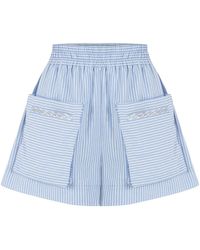 Nocturne - Striped Mini Shorts With Pockets - Lyst