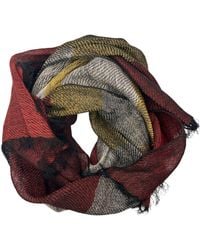 Heritagemoda - Burgundy Mosaic Linen Scarf – Handwoven Multicolour Stripe Scarf - Lyst