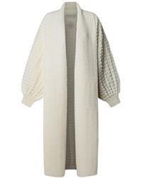 The Extreme Collection - Neutrals Ecru Long Knit Cardigan Dominic - Lyst