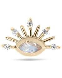 Zohreh - Moonstone & Sapphire Sunburst Flat Back Earring 9K - Lyst