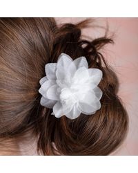 The Pink Reef - Silk Ivory Dahlia French Clip Hair Barrette - Lyst