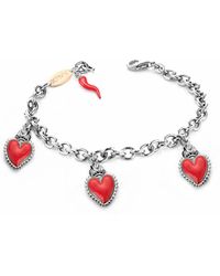 Unaloe - Bracelet With Three Heart Pendants And Horn - Lyst