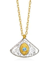 Myrto Katramadou Jewellery - The Eye Amulet Forged Pendant – Sky, -Plated Chain - Lyst