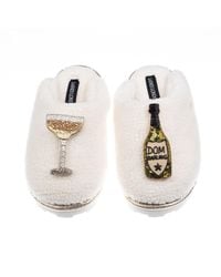 Laines London - Neutrals Teddy Closed Toe Slippers With Dom Darling Champagne Brooches - Lyst