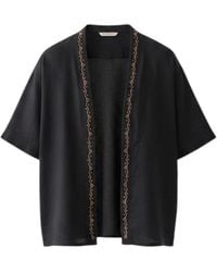 ORIGIN OF HEARTS - Noir Hand-Embroidered Linen Kimono Shirt - Lyst
