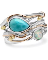 Isla Silver - Teardrop Larimar & Fire Opal Ring - Lyst