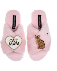 Laines London - Classic Laines Slippers With Cat Mum/Mom & Bengal Cat Brooches - Lyst