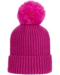 At Last - Super Soft Chunky Cashmere Mix Hat With Pom Pom - Lyst