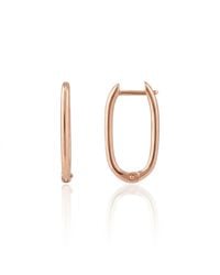 Spero London - Oval Rectangular Sterling Hoop Earring - Lyst