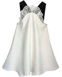 Langner - Linen Mini Dress With Contrast Straps & Lace - Lyst