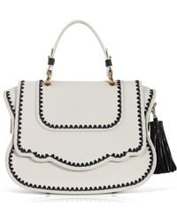 Thale Blanc Audrey Satchel In Ivory With Black Trim - White