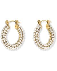 Pearls of the Orient Online - Credo Chunky Plated Hoop Earrings With Small Mother Of Pearl Beads - Lyst