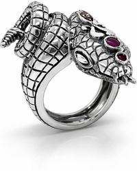 Unaloe - Sterling Snake Ring With Natural Rubies – Serpent Statement Ring, Luxury Italian Artisan Jewelry For - Lyst