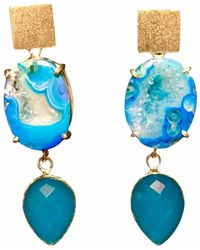 Magpie Rose Blue Double Drop Earrings