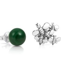 Unaloe - Sterling Natural Qeen Malachite Stud Earrings – Contemporary Gemstone Designer Jewelry - Lyst