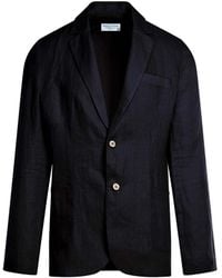 Haris Cotton - Solid Lapel Neck Linen Blazer- Marine - Lyst