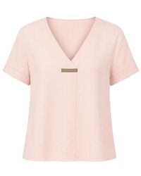 Conquista - Short Sleeve Top With V Neck Detail - Lyst