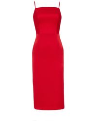 Nomi Fame - Ora Crepe Satin Midi Dress With Adjustable Straps - Lyst